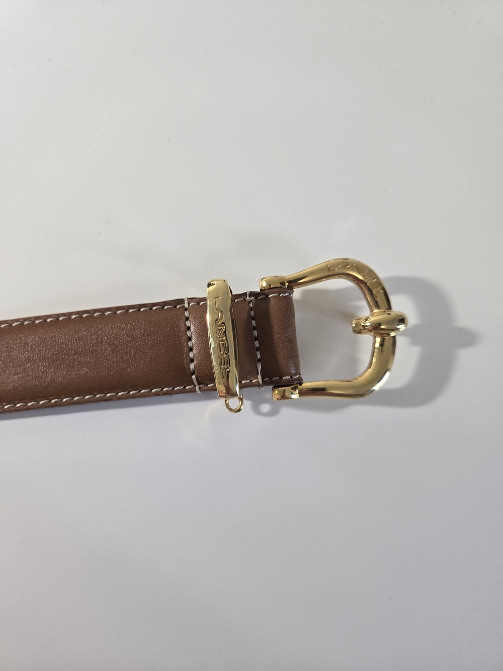Lancel Women's Brown Leather Belt with Gold Buckle
